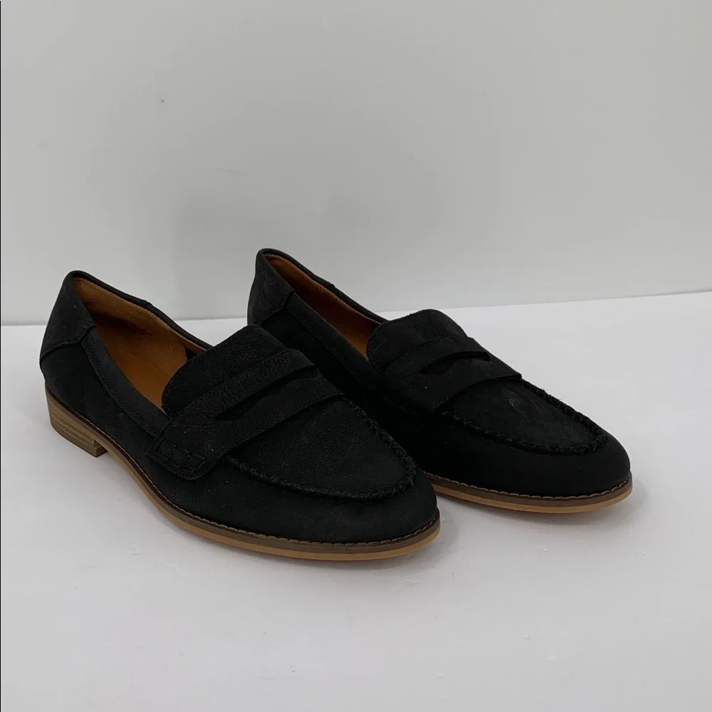Lucky Brand Eryka suede leather loafer slip-on black shoe women 38 7.5